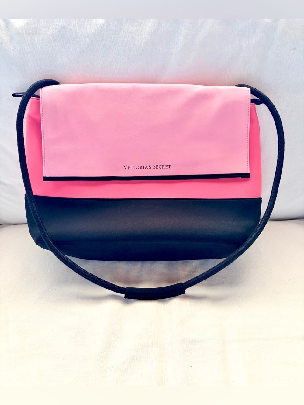 Victoria's Secret Pink and Black Crossbody Shoulder Cooler Bag, Neoprene, EUC